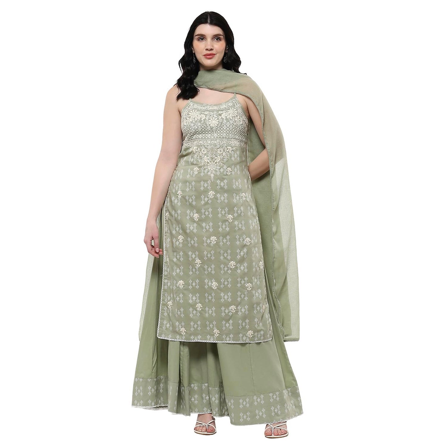 BIBA Women's Cotton Kurta Set (SKDNKSI10445SS25GRN_Green