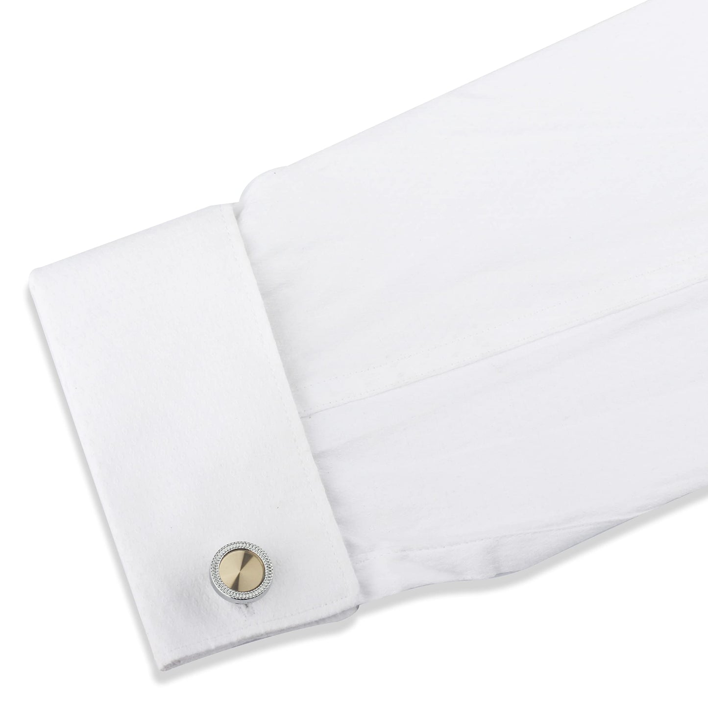 Panjatan Charming Silver and Golden Solid Coloured Cufflinks for Men.