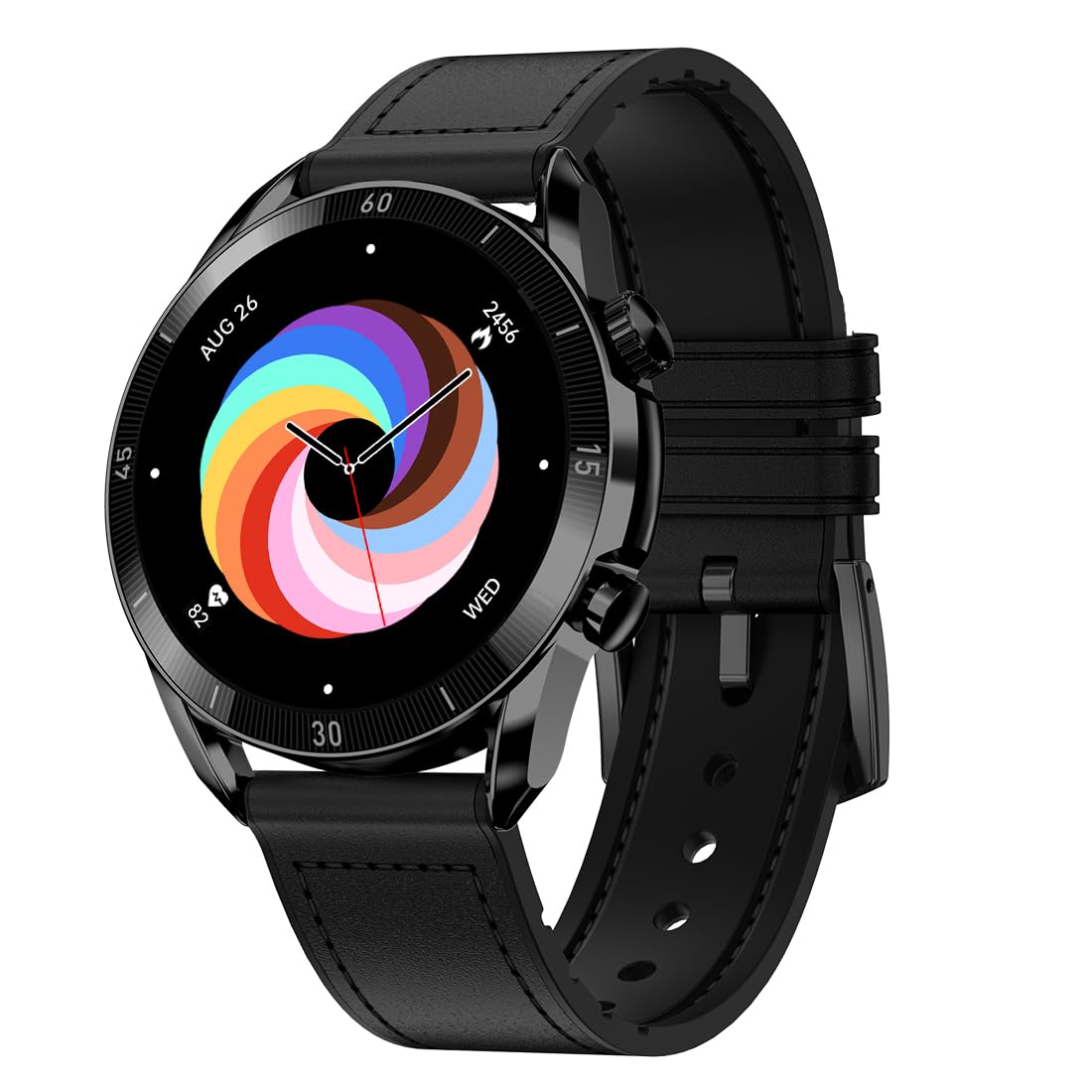 Fire-Boltt Legacy Luxury Round Smart Watch 1.43″ Super AMOLED, Bluetooth Calling, Wireless Charging, Voice Assistant, SPO₂ & Heart Rate Monitor, 110+ Sports Modes, Smart Watch for Men & Women - Black