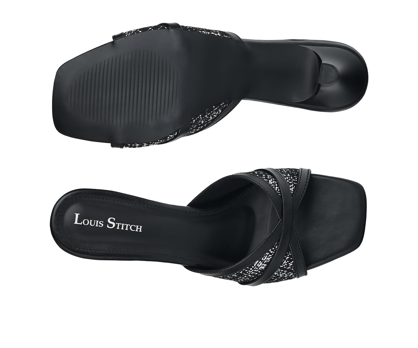 LOUIS STITCH Women’s Fashion Slip-On Pointed Heel Sandals | Open Toe Black Stiletto Heel Sandal for Ladies, Stylish and Comfortable Sandal | LSOF-LDPH-TSMUJB | UK-6