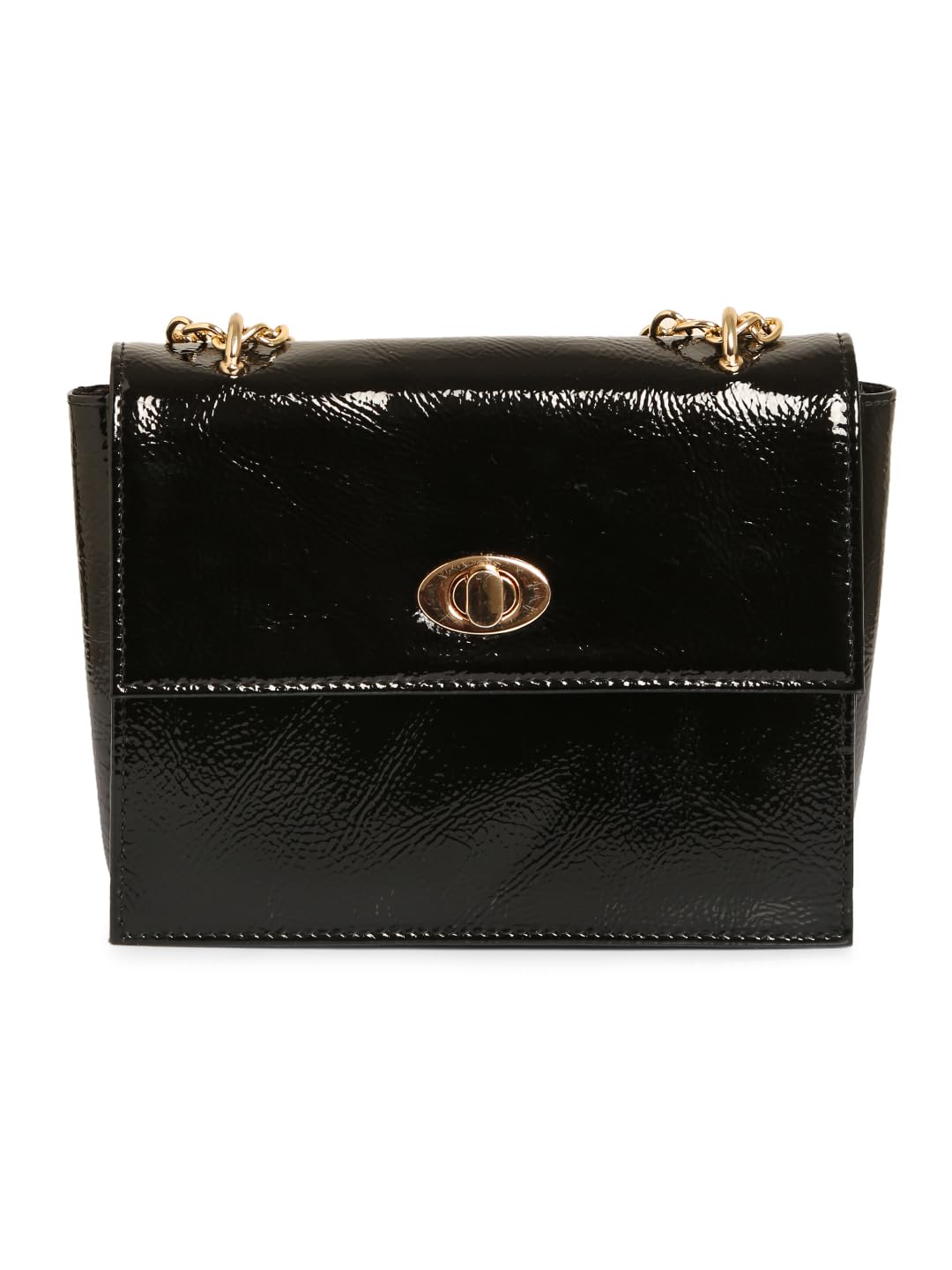 RASHKI LUCEAT - Womens Vegan Leather Slingbag | Spacious Compartment | Metalic chain (BLACK)