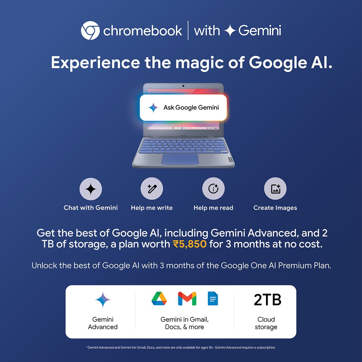 Lenovo {SmartChoice)Chromebook Intel Celeron N4500 (4GB RAM/64GB eMMC 5.1/11.6 Inch (29.46cm)/HD Display/2Wx2 Stereo Speakers/HD Camera/Chrome OS/Blue/1.21Kg), 82UY0014HA