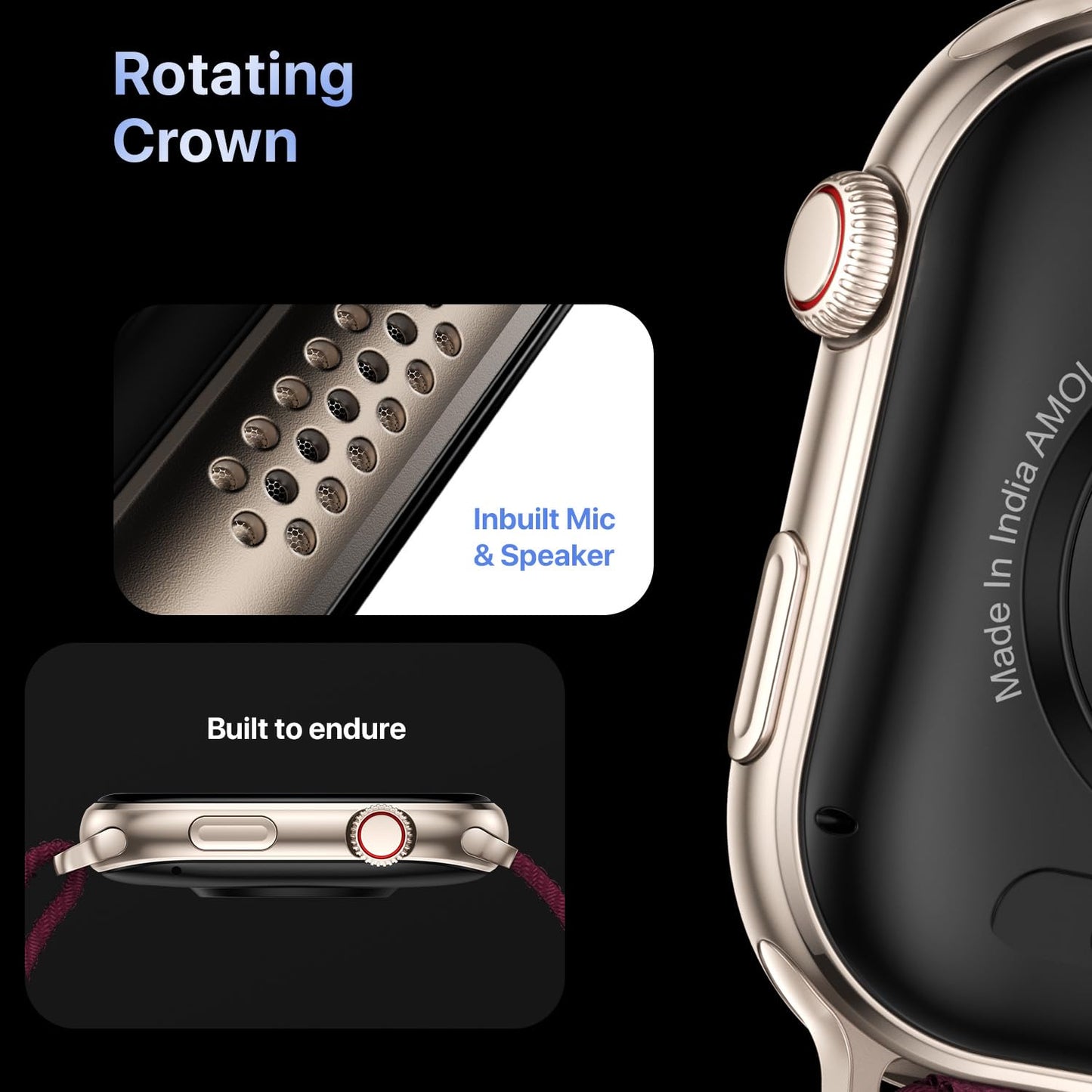 Fire-Boltt Brillia Pro Smart Watch with 51.3mm (2.02 inch) AMOLED Display, Bluetooth Calling, SpO2, Heart Rate Monitoring, 120+ Sports Modes, IP67 Waterproof, Long Battery Life, Nylon Strap (Wine)