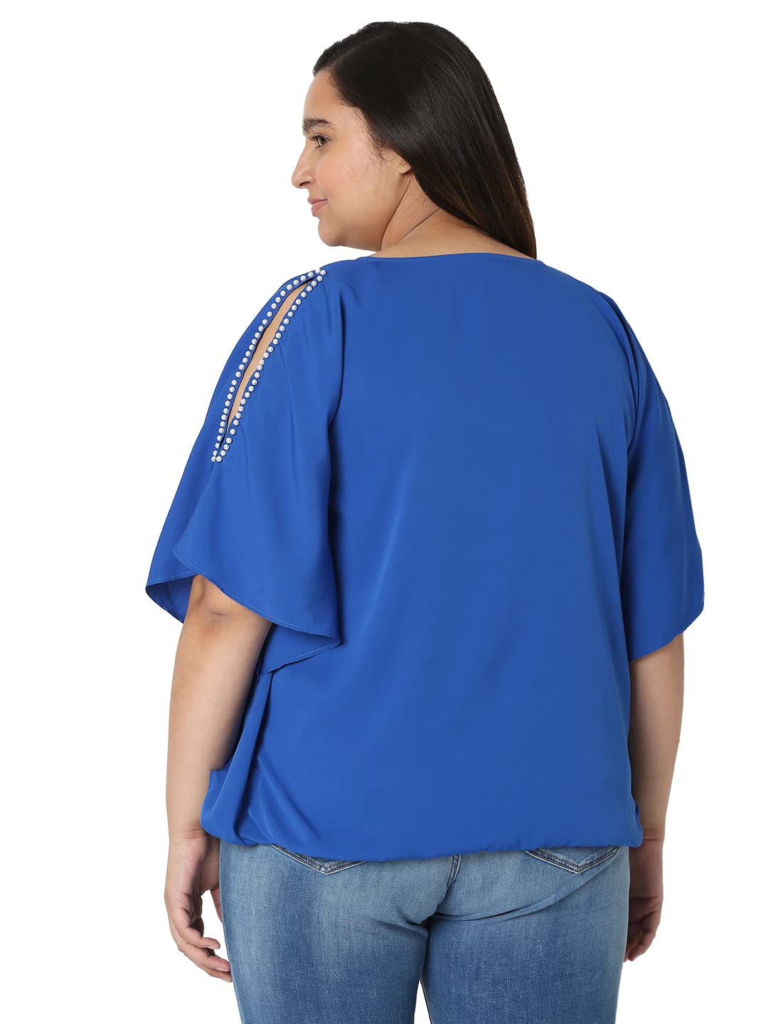 VERO MODA Curve Women's Regular T-Shirt (10278096-Olympian Blue_Olympian XS)