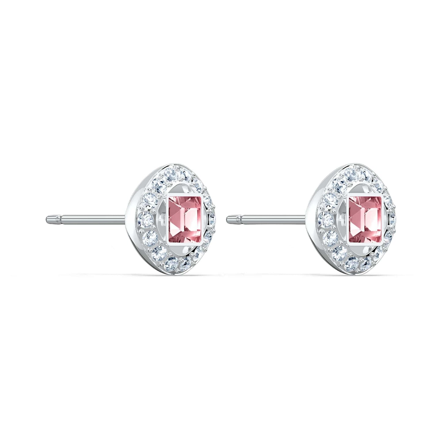 Swarovski Una Angelic Square Stud Pierced Earrings, Pink, Rhodium plated