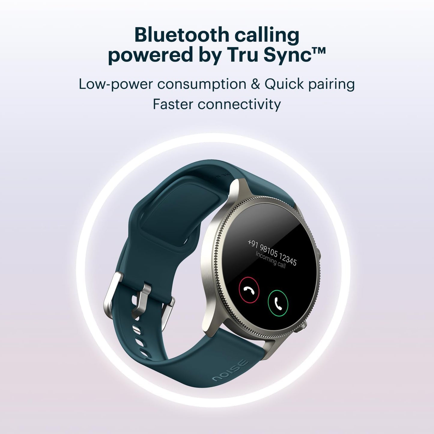 NoiseFit Halo 1.43" AMOLED Display, Bluetooth Calling Round Dial Smart Watch, Premium Metallic Build, Always on Display, Smart Gesture Control, 100 Sports Modes (Jade Alloy)