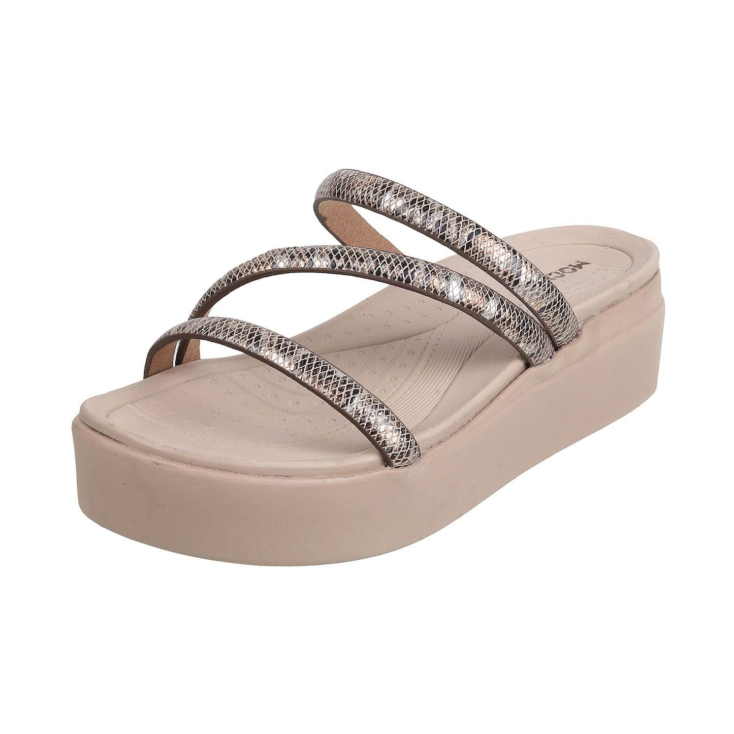 Mochi Women Beige Wedge Heel Comfort Sandal UK/5 EU/38 (34-97)