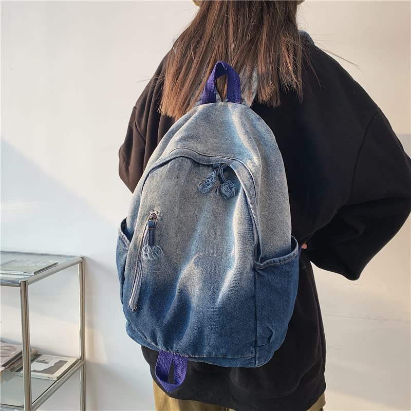 MHT BY MOHIT® New Simple Schoolbag – Denim Canvas Washed Versatile Backpack for Men & Women, Couples