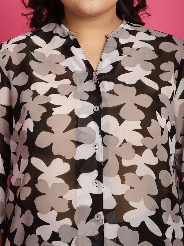 theRebelinme Plus Size Collarless Shirt for Women