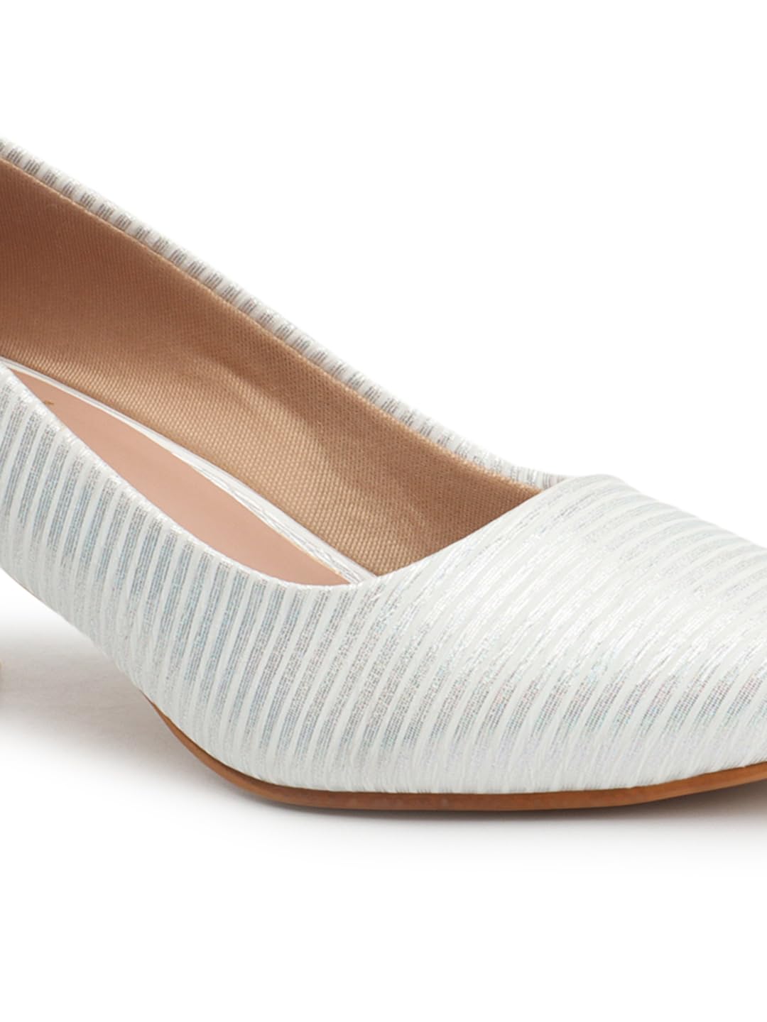 Carlton London Women White Stylish Slip-on Pump Shoes with Stiletto Heels, Pointed Toe (40)