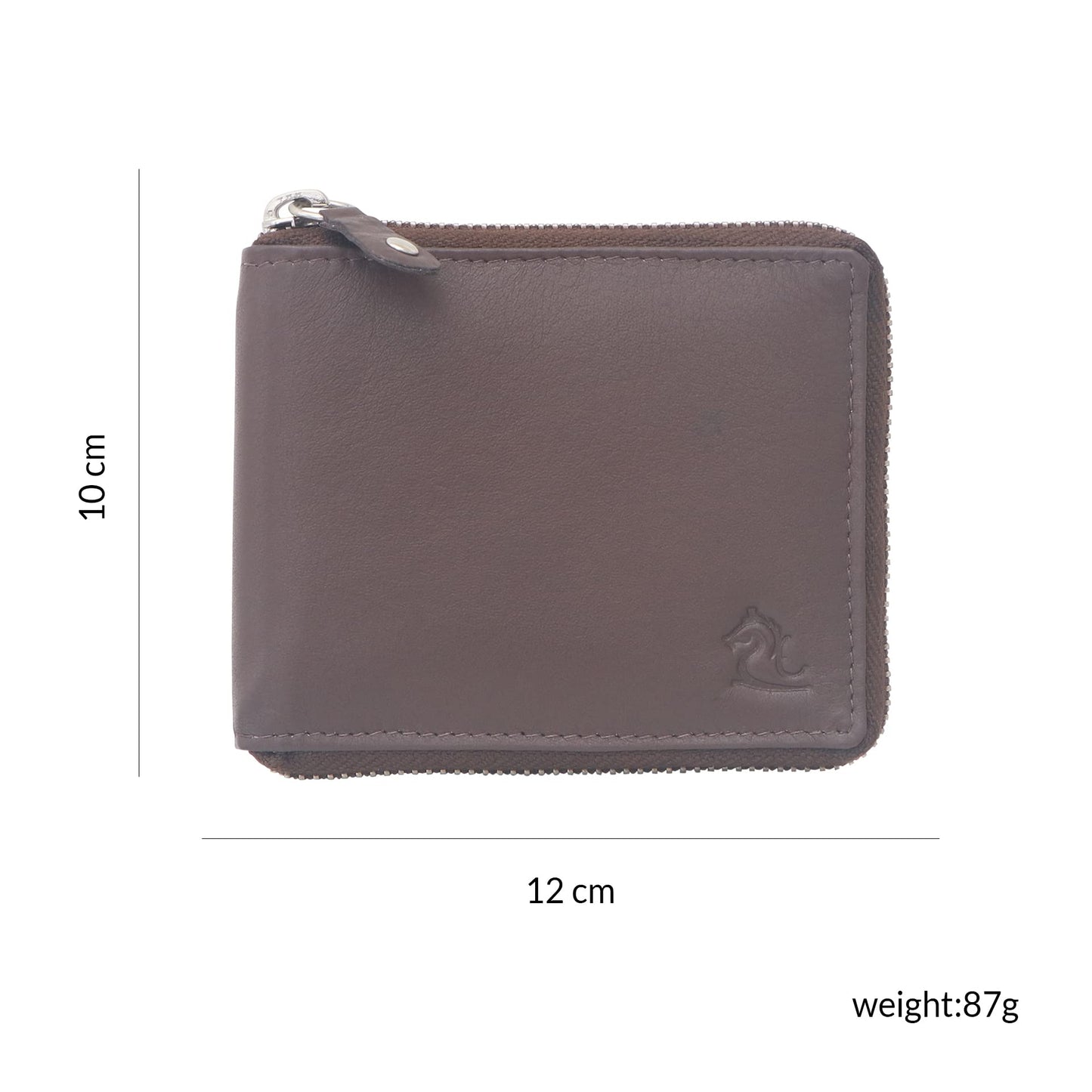 KARA Tan Zipper Men's Leather Wallet - Bifold Zipper Closing Wallet for Men with Coin Pocket and 3 Debit Card Holder Slot