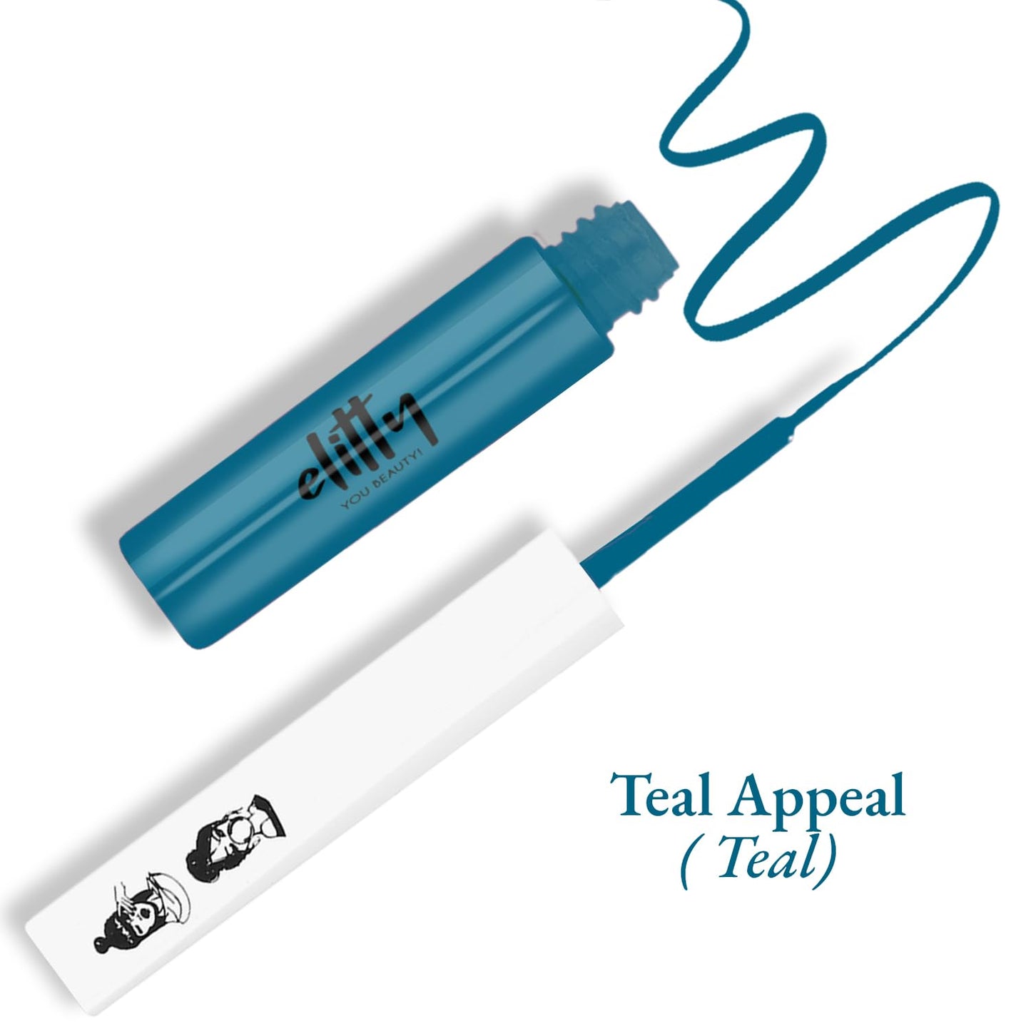 Elitty Waterproof Eyeliner - 4g Teal Colour With Intense Matte Finish | Smudge Proof, Long Lasting Liquid Liner For Eye Makeup | Quick Drying Formula With Fine Tip For Smooth, Precise Application