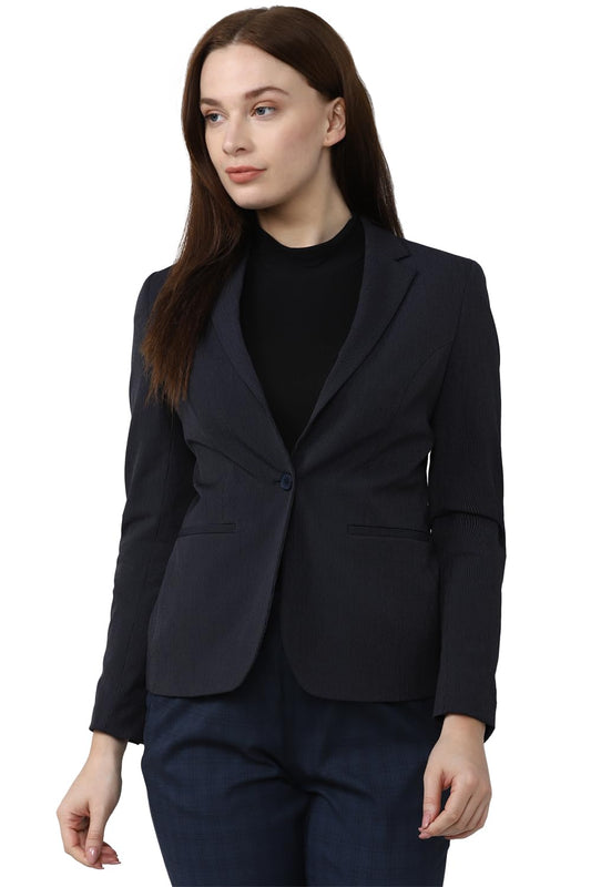 Van Heusen Van Hesuen Women's Formal Regular Blazer (VWBZCRGB939964_Navy, Single Breasted