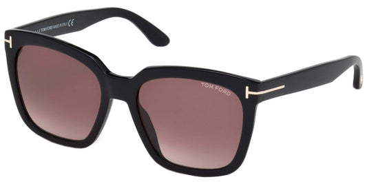 Tom Ford 0502 01T Shiny Black Amarra Square Sunglasses Lens Category 3 Size 55m