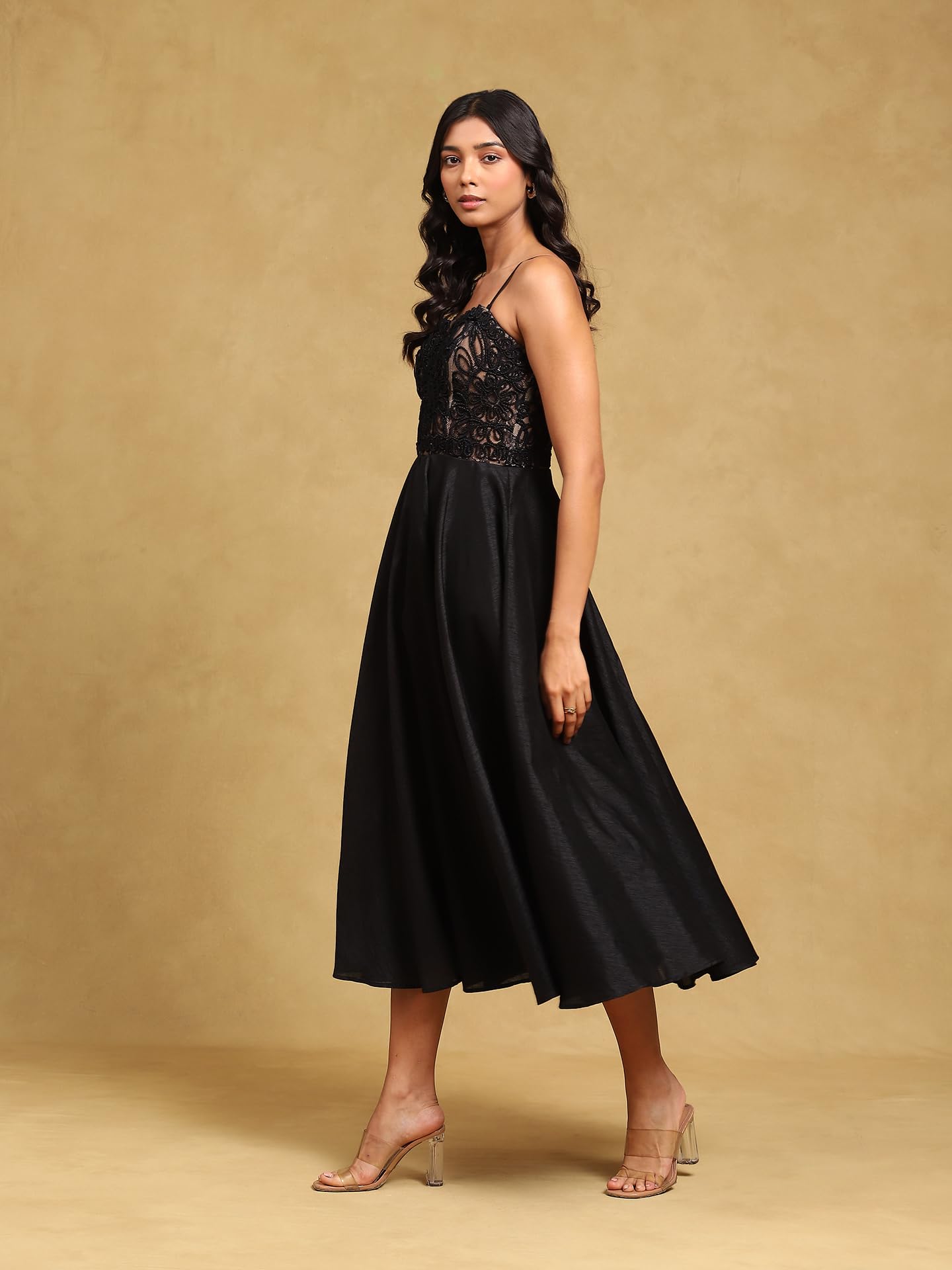 Label RITU KUMAR Black Embroidered Dress