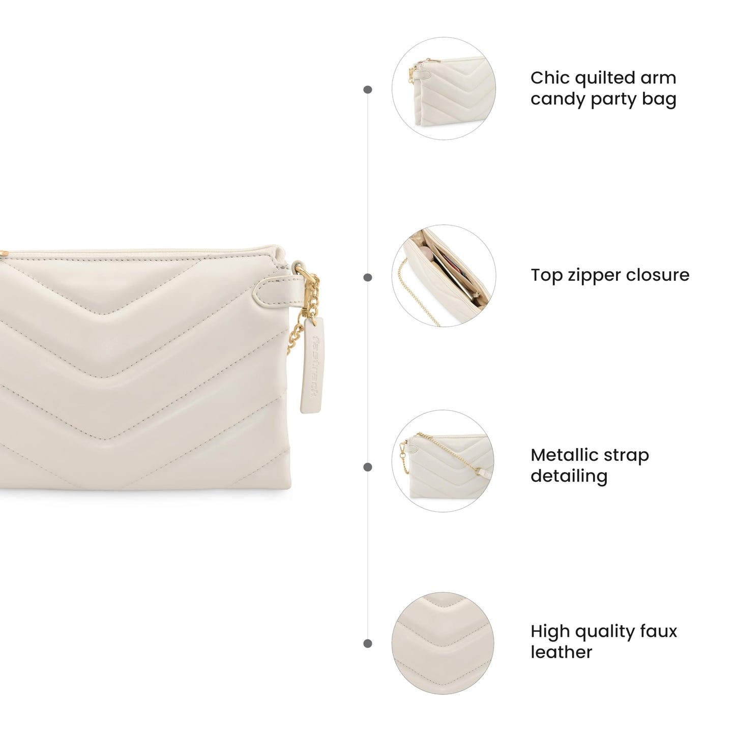 Fastrack Evening Party Sling Bag for Women, Girls and Ladies | Ladies Purse Handbag | Slings for Casual Carry Pearl White