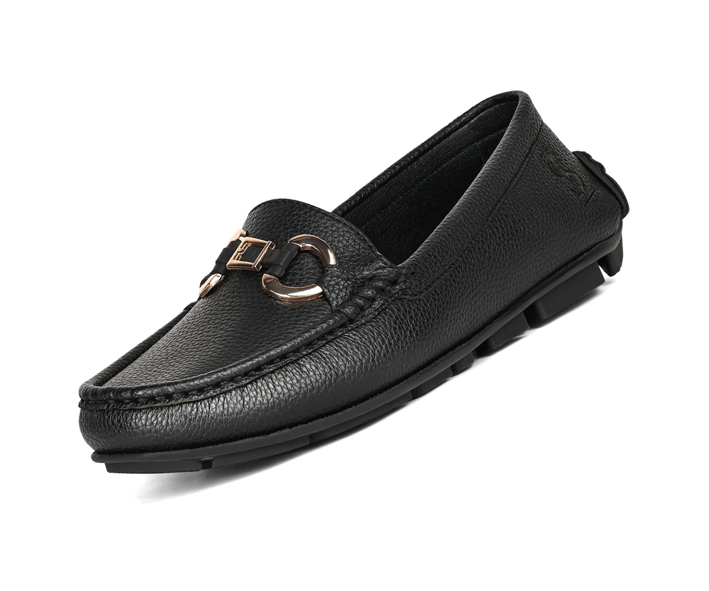 LOUIS STITCH Women’s Black Premium Slip-On Loafers with Buckle | Elegant Solid Slip-On Comfort Shoes for Casual and Formal Wear | Slip-On Loafer Shoes for Women | LSLD-BLR-DBJB | UK-5