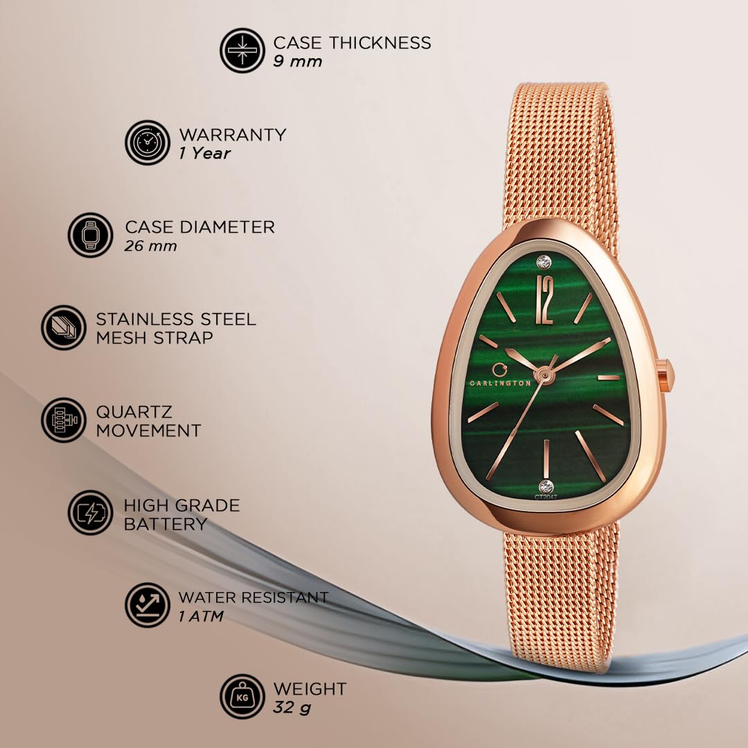 Carlington Iconic 2047 Analog Watches for Women with Premium mesh Strap, Scratch-Resistant Dial, and Water-Resistant Body – Elegant Watches for Women and Girls