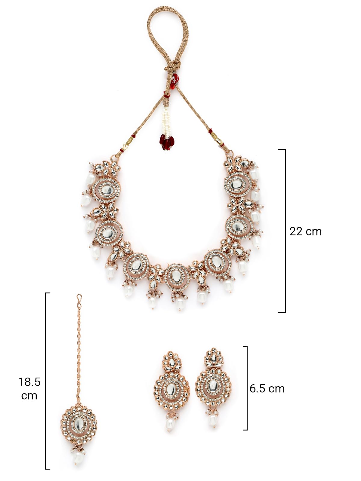 Sukkhi Traditional Gold Plated AD Stone Collar Bone Necklace Set With Earring And Maangtika | Jewellery Set For Women (NS105700)