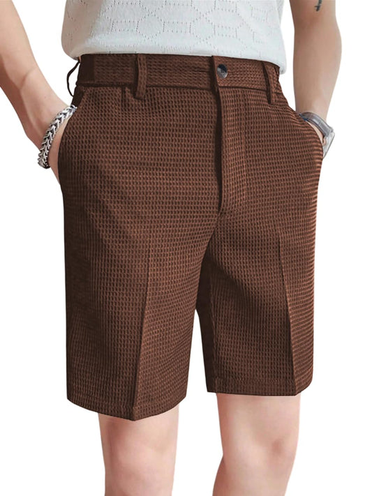 GRECIILOOKS Casual Men Shorts | Rich Regular Fit Solid Short with Side Pockets | Relaxed Fit Half Pants | Mid Rise Waist Coffee