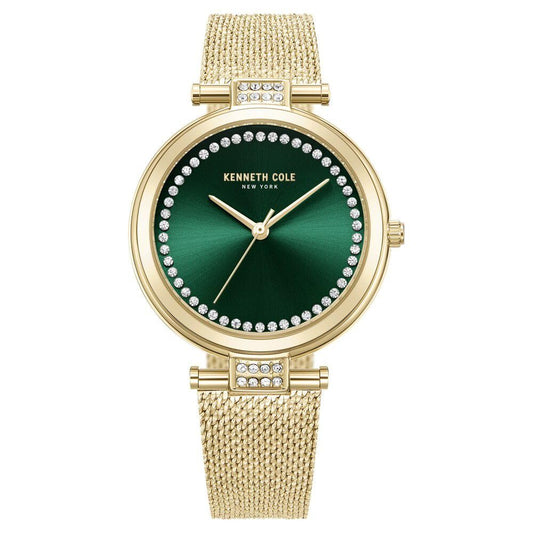 Kenneth Cole Quartz Analog Green Dial Golden Stainless Steel Strap Watch for Women-KCWLG0026801LD