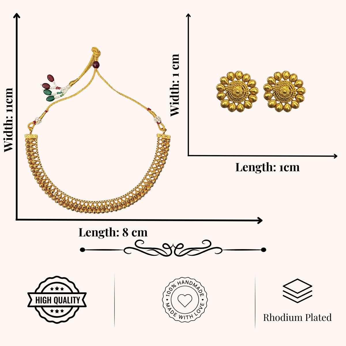 ACCESSHER Traditional Gold Plated Choker Necklace Set with Floral Design Earrings | Wedding & Special Occasions Jewellery Set | Accessories for Women & Girls
