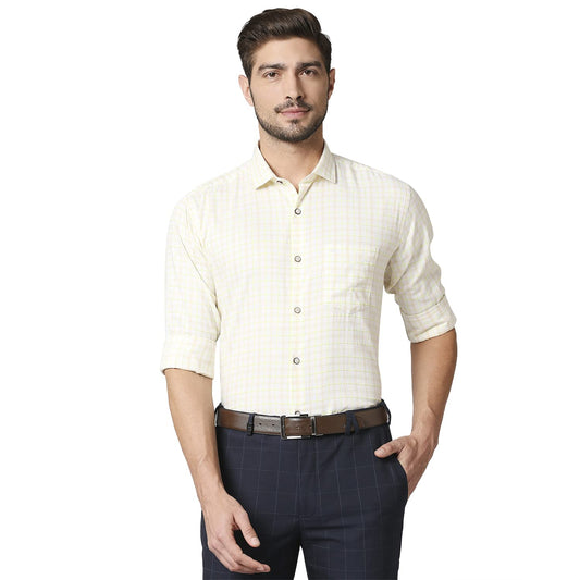 Park Avenue Men's Full Sleeve Slim Fit Medium Orange Casual Shirt