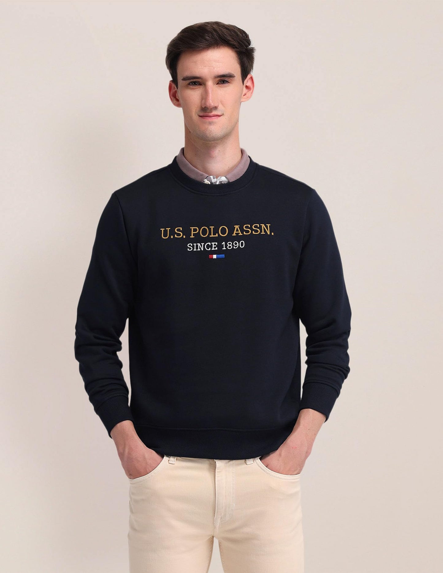 U.S. Polo Assn. Men's Cotton Crew Neck Sweatshirt (USSWS4158_Blue