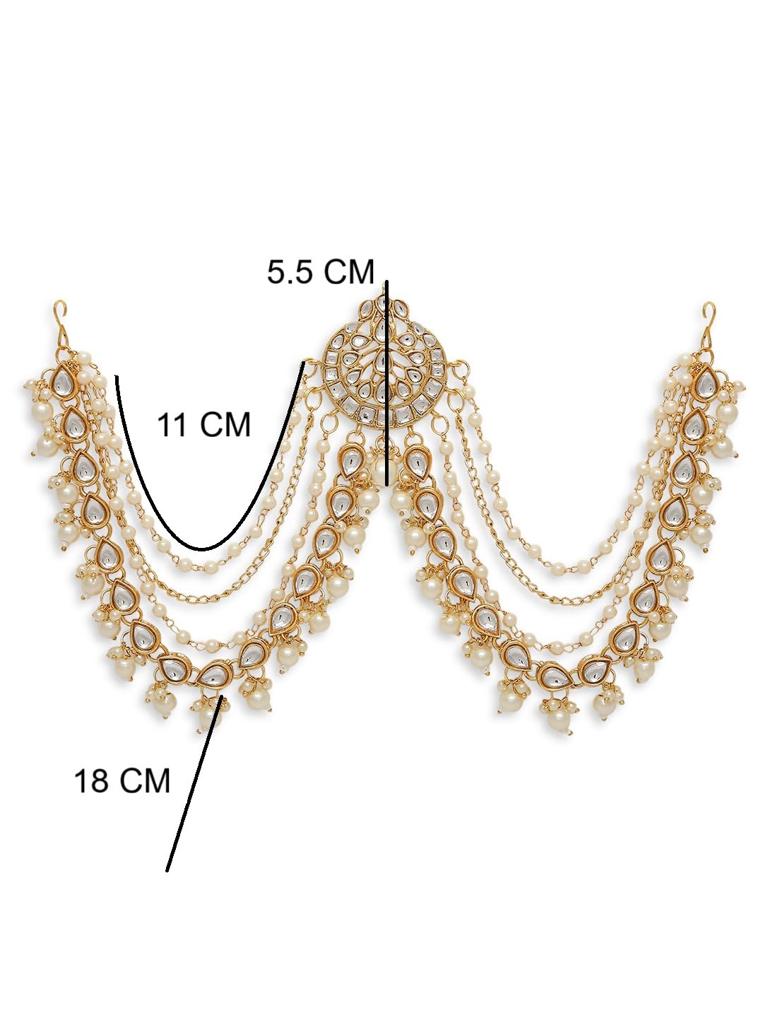 OOMPH Jewellery Gold Tone Ethnic Sheeshphool-Kundan Jadau Floral Design for Women & Girls Stylish Latest (DST4_O2)