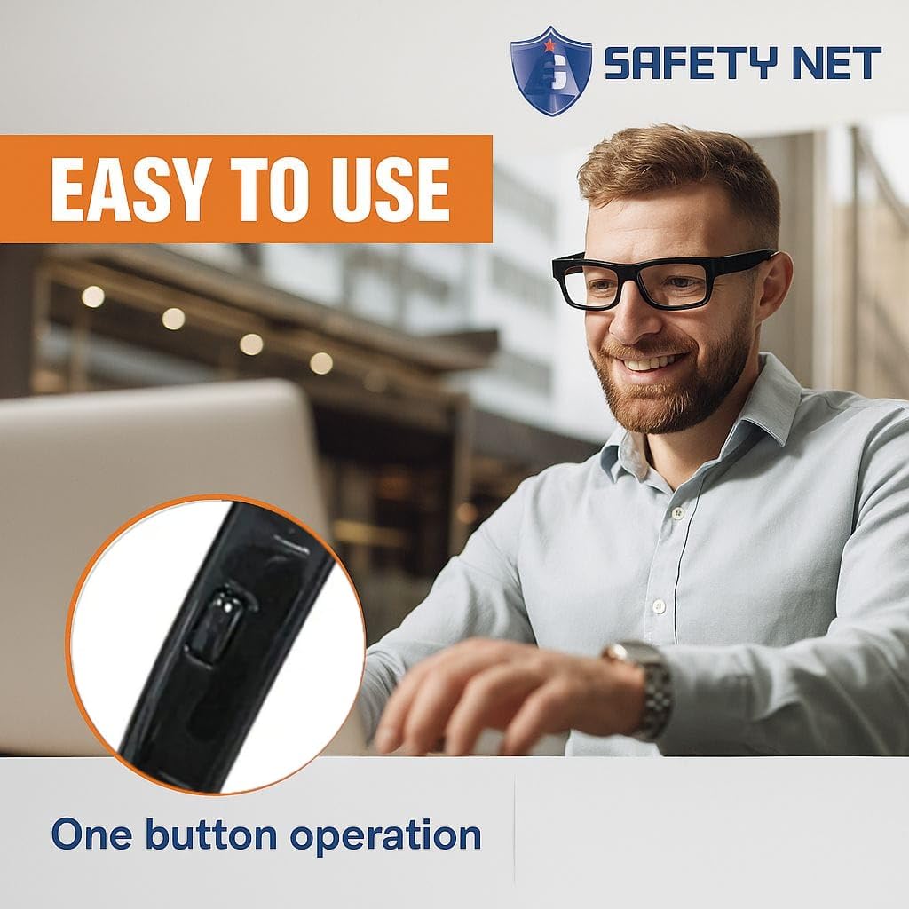 SAFETYNET Glasses Camera | 4K HD Video Recording | Discreet Lens Design | Lightweight Wearable for Home, Office & Meetings | Supports 64GB TF Card (Not Included)