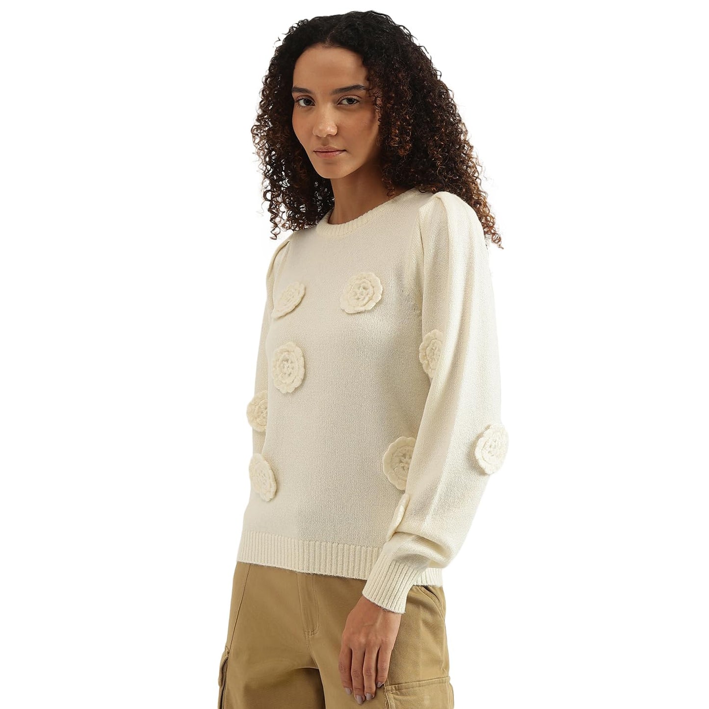 UNITED COLORS OF BENETTON Round Neck Applique Sweater