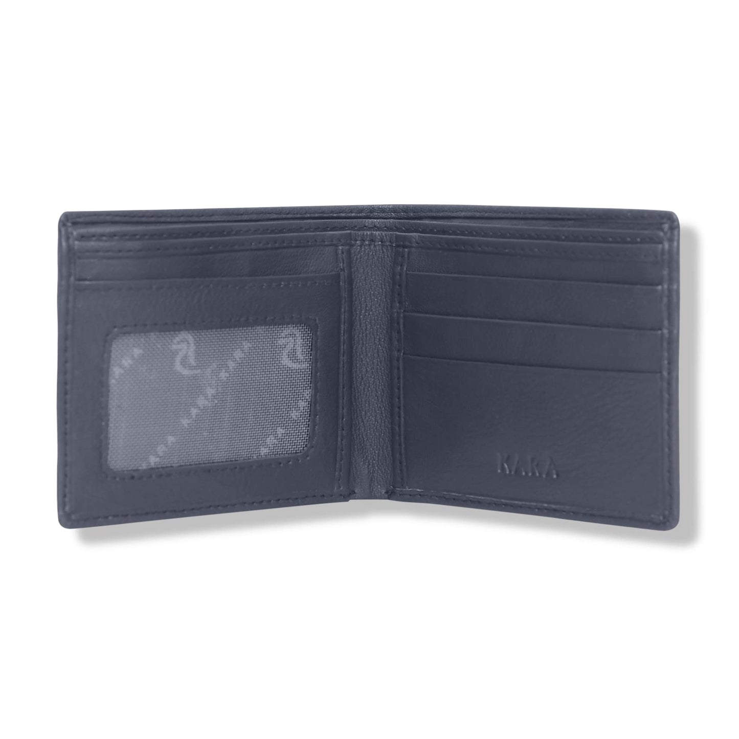 KARA Men's Blue Leather Wallet with 3 Card Holder Slot - Genuine Leather Wallets for Men