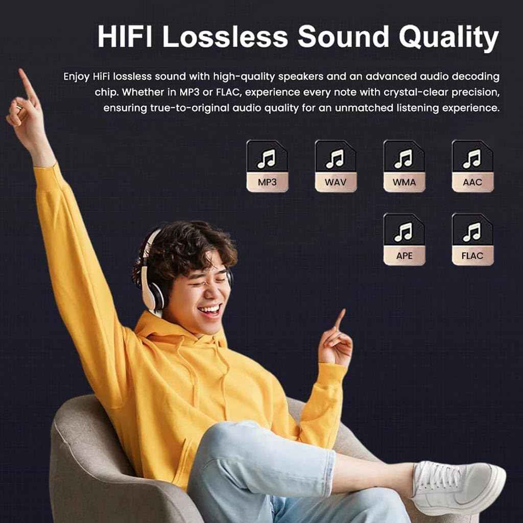 AUDIOCULAR M71 MP3 Music Player with Bluetooth 5.3, HiFi Speaker, 2.4” Touch Screen, 32GB Storage (Up to 128GB), Dual Audio Jack, Type-C Port, Video Playback, E-Book, Alarm, FM Radio etc. (32GB-Black)