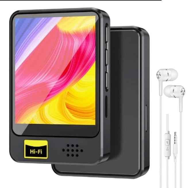 AUDIOCULAR M71 MP3 Music Player with Bluetooth 5.3, HiFi Speaker, 2.4” Touch Screen, 32GB Storage (Up to 128GB), Dual Audio Jack, Type-C Port, Video Playback, E-Book, Alarm, FM Radio etc. (32GB-Grey)