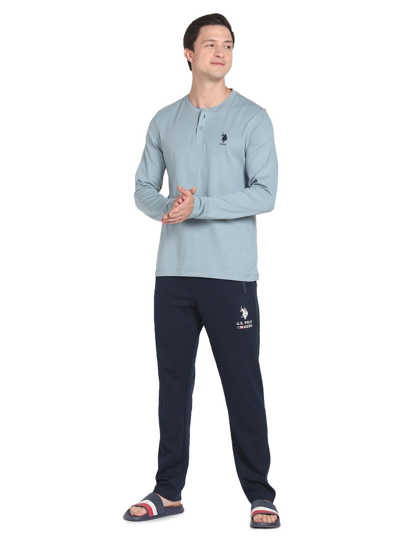 U.S. POLO ASSN. Men's Cotton Regular Fit T-Shirt (I694-Pl_Large,Lead, Grey