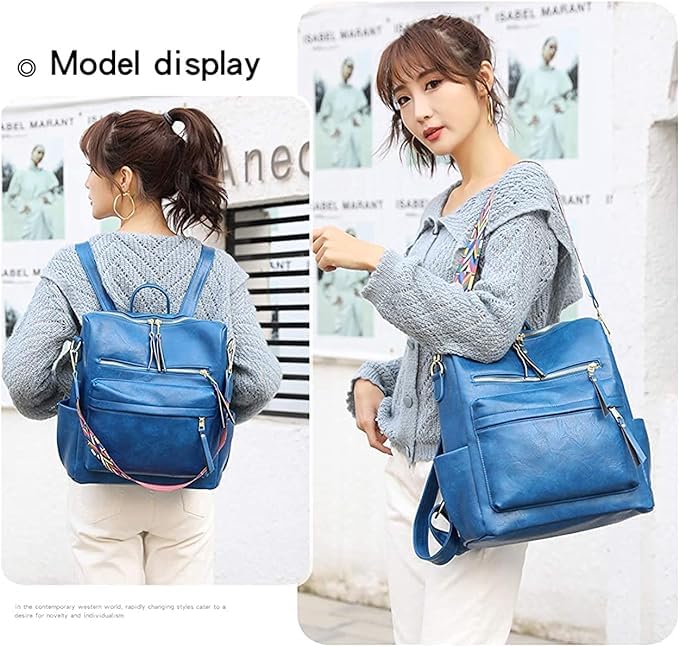 TrueArch Premium Leatherate Drycoat Convertible Practical Solutions Backpacks Designed to Enhance Your Daily Adventures (Blue)