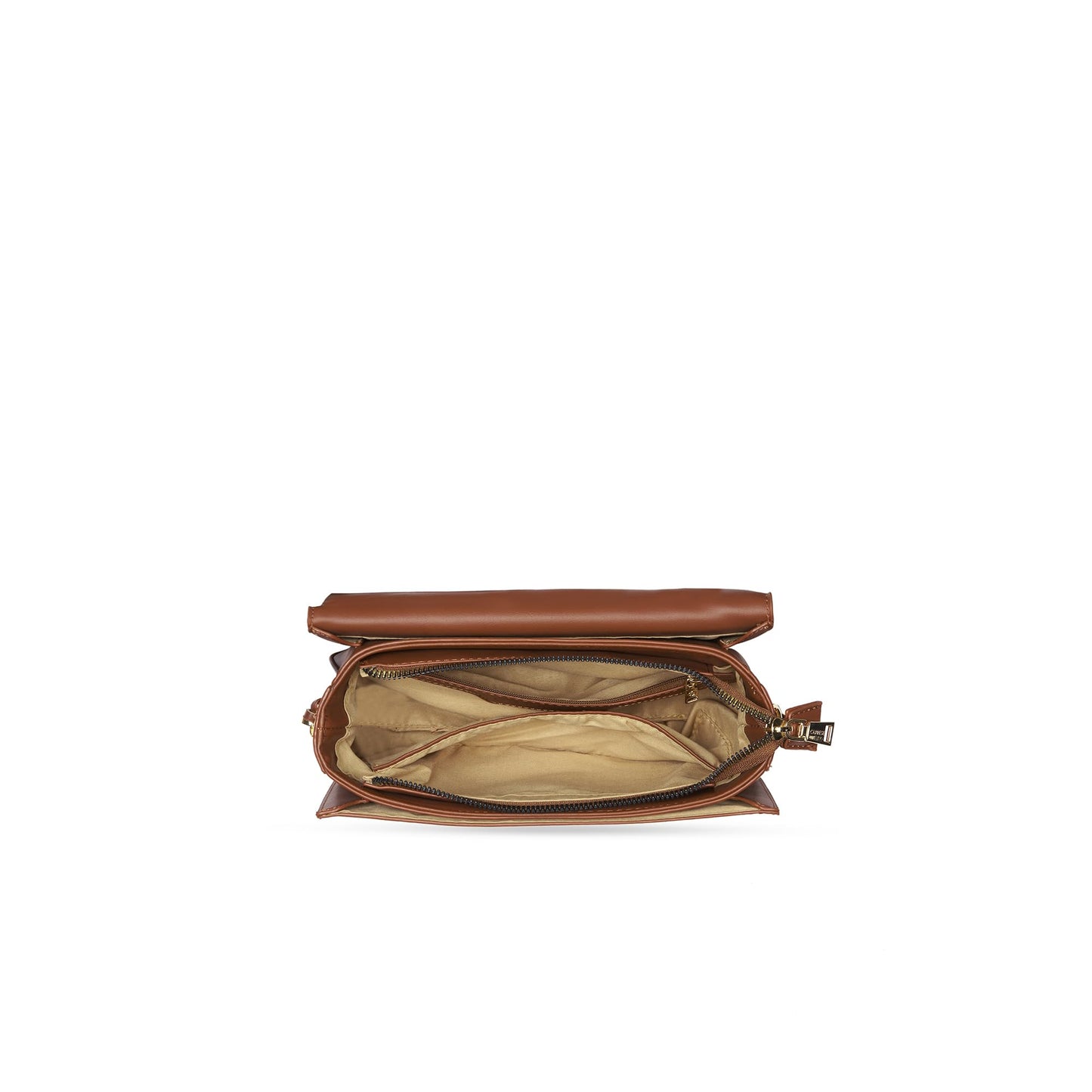 Caprese Shibori Medium Sling Bag for Women with Adjustable & Detachable Strap | Printed Faux Leather Shoulder Bag with Multi-Compartments | Zipper & Magnetic Button | Detachable Charm (Brown)