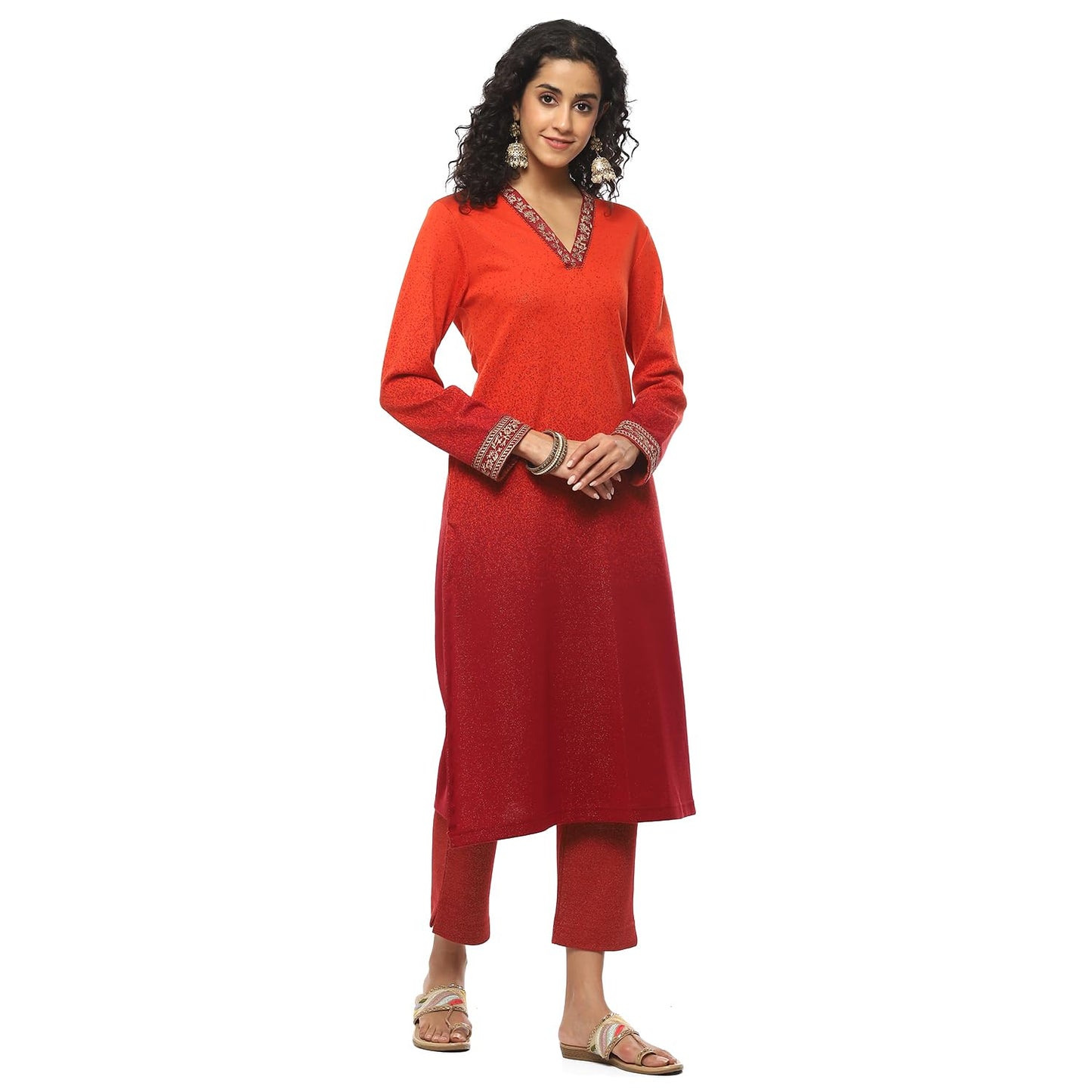 BIBA Women's Cotton Yarndyed Straight Mix & Match (Winter W2226_Red Maroon_38, Suit Set)