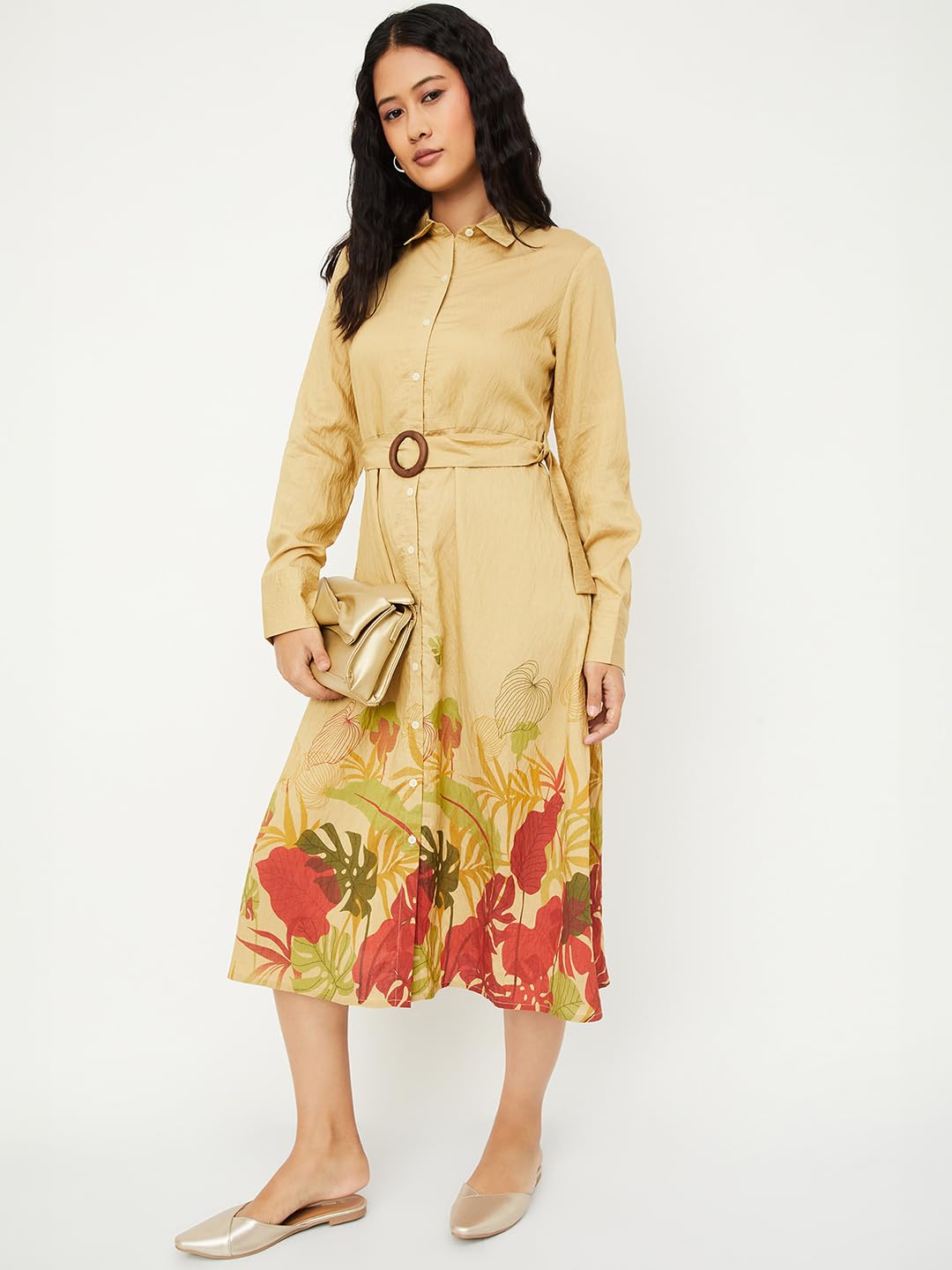 Max Women's Polyester A-Line Below The Knee Dress