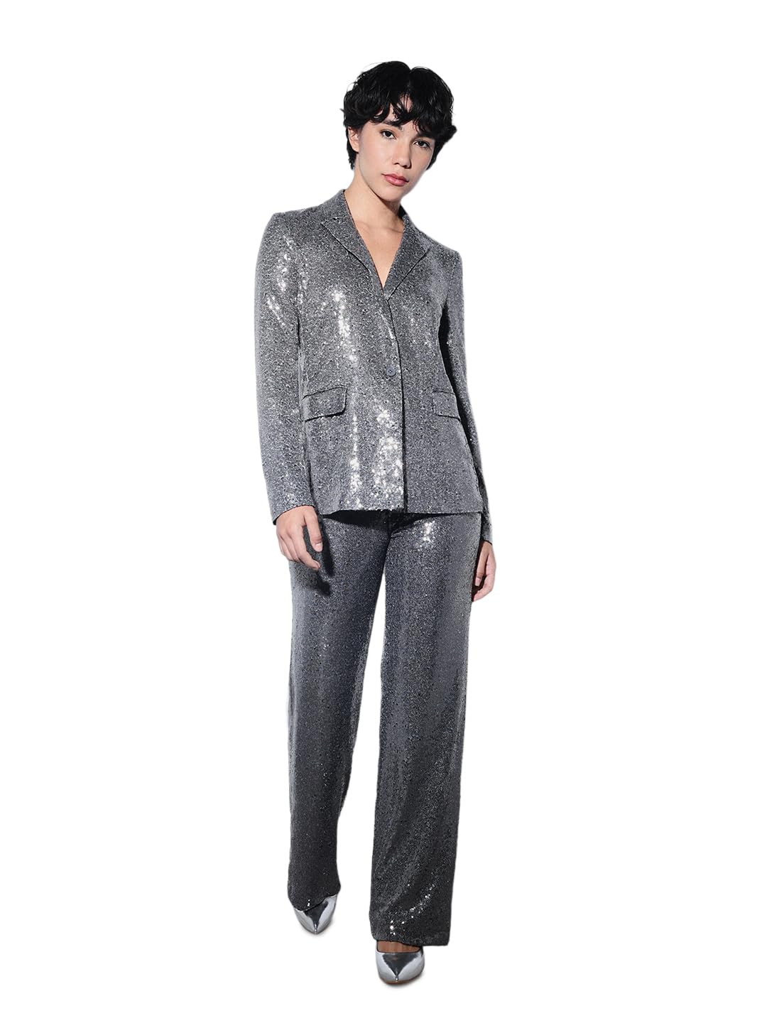 ONLY Women Tailored Fit Silver Blazer