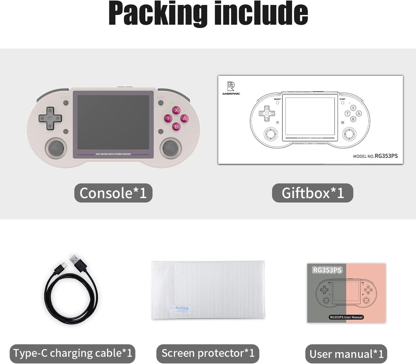 New World RG353PS Retro Handheld Game Console , Single Linux System 3.5 Inch IPS Screen 128G TF Card Preinstalled 4500 Games + P S P Games