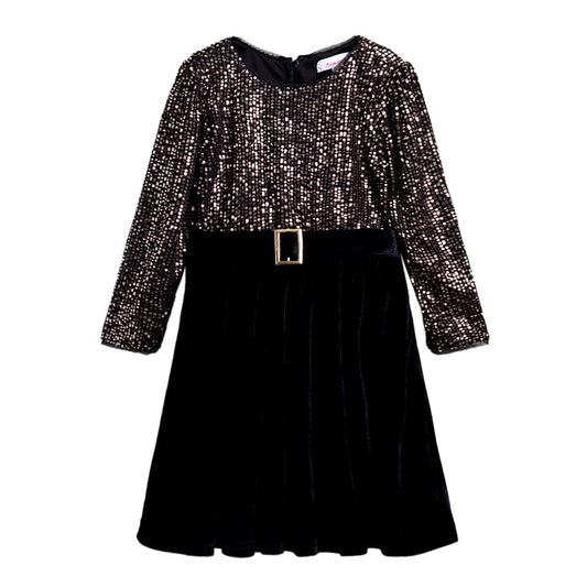 Hopscotch Cotton Blend Girls Knee Length Solid Party Dress & Outfit in Blue Color For Ages (3-4 Years)