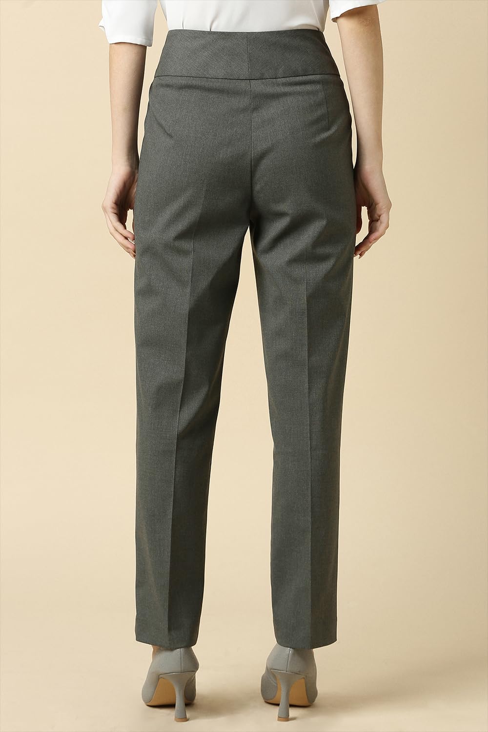 Allen Solly Women Grey Textured Formal Trousers
