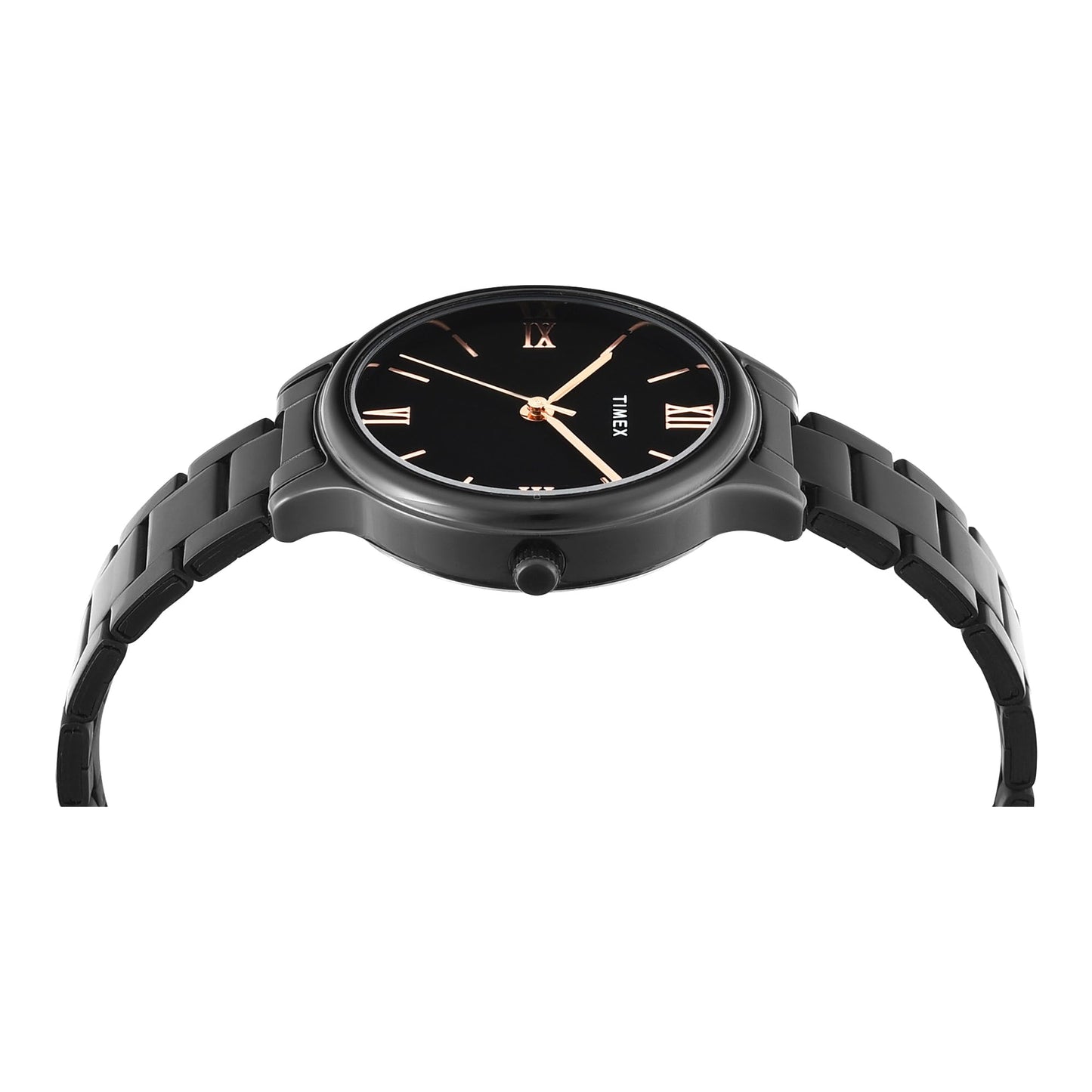 TIMEX Analog Watch for Women with Black Round Dial & Black Stainless Steel Bracelet Band Water Resistant Women's Wrist Watches - TWTL12112