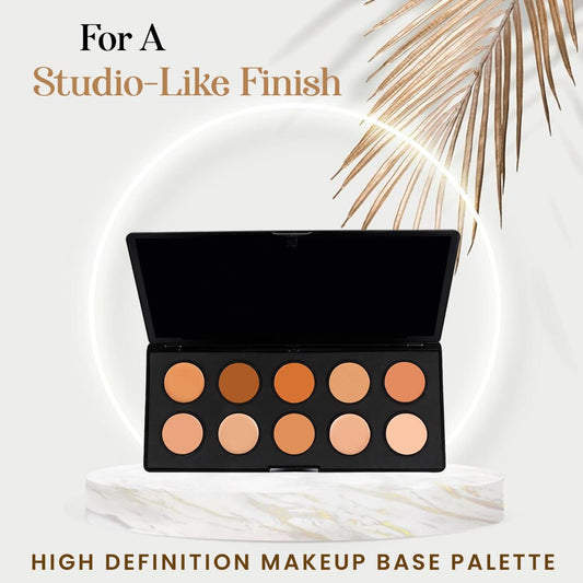 Coloressence HD Makeup Base Contour Face Palette, Long Lasting Weightless Highlighter Waterproof Satin Finish Concealer, Hides Blemishes, Dark Spots & Acne Marks - HDM-I