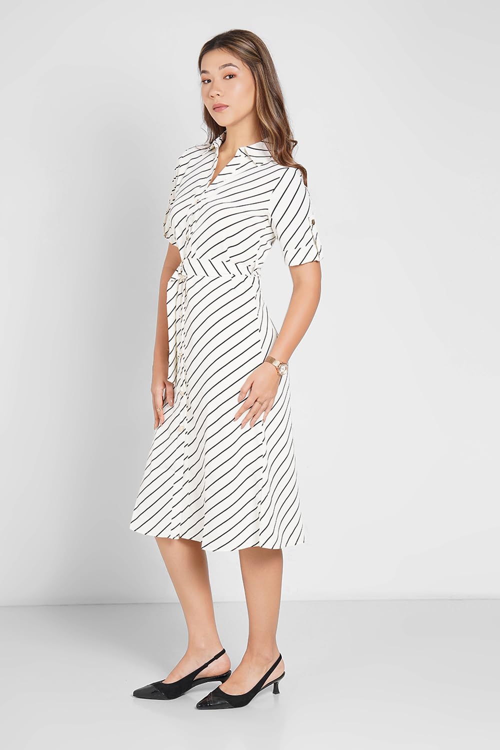 Annabelle by Pantaloons Women's Polyester Blend Classic Mid-Calf Length Dress