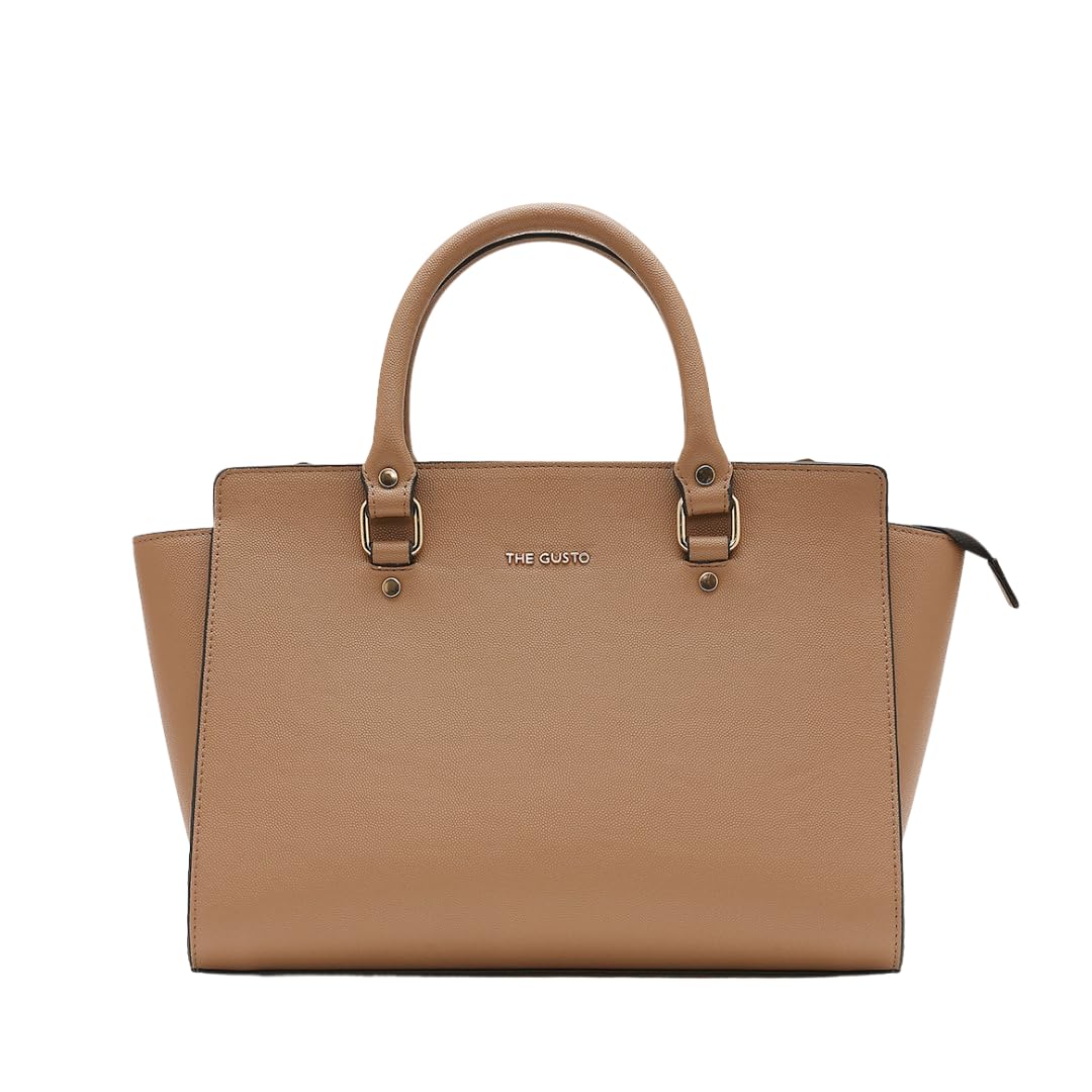 The Gusto Womens Elora - Premium Satchel Hand Bag | Cross-Body Sling Bag With Detachable & Adjustable Sling Strap, Brown