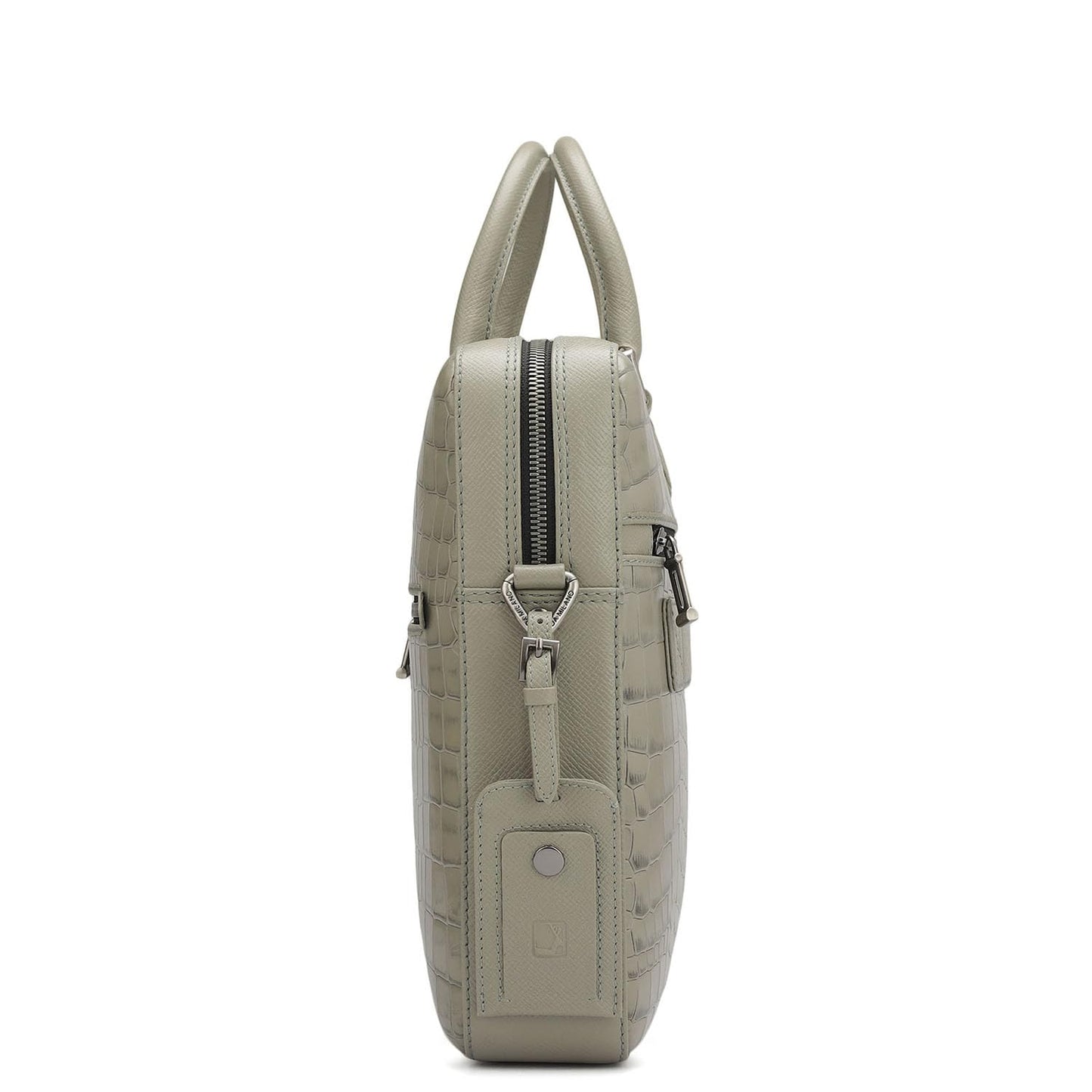 Da Milano Leather Laptop Bag for Men & for Women - Fits Upto 14" Laptop - Grey