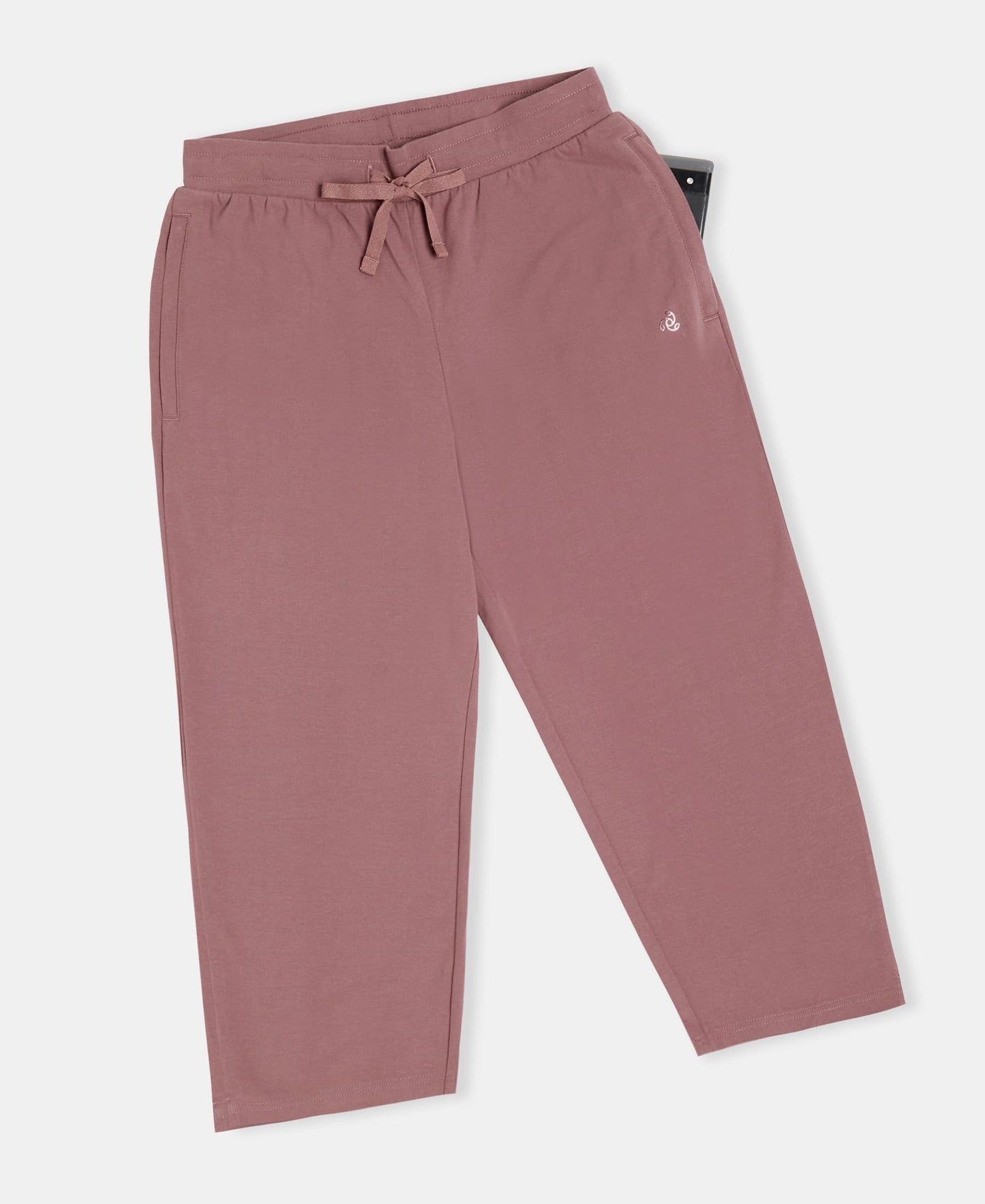 Jockey 1300 Women's Super Combed Cotton Elastane Stretch Slim Fit Capri with Side Pockets_Burnt Rose_XL