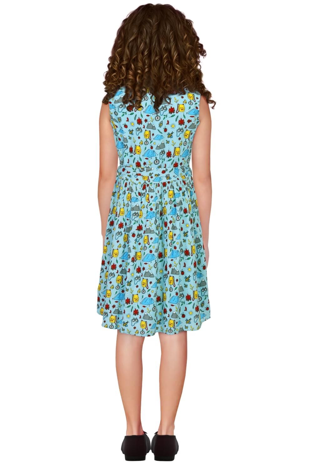 Allen Solly Girl's Viscose Modern Mid-Thigh Length Dress (AGDRCRGFO75279_Blue_11 Years-12 Years)